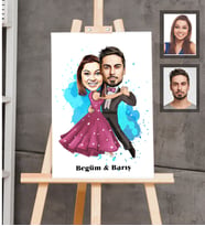Kişiye Özel Sevgili Karikatürlü  Ahşap Tablo 30x47 Model 11
