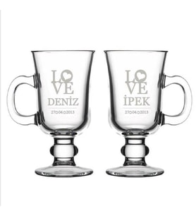 Kişiye Özel Aşk Tamalı İkili Latte Bardağı