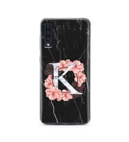 Mermer Çiçekli Harf Tasarım Süper Şeffaf Silikon Telefon Kılıfı Samsung A50 K-Ha
