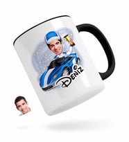 BK Gift Kişiye Özel Erkek Rallici Karikatürlü Siyah Kupa Bardak-1