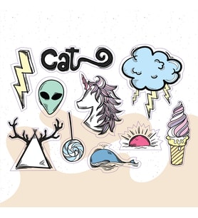 Unicorn Alien Karışık Tasarımlı A5 Stickers Çıkartma PYTKSTK030