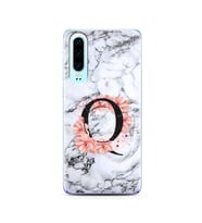 Mermer Çiçekli Harf Tasarım Süper Şeffaf Silikon Telefon Kılıfı Huawei P30  Q-Ha