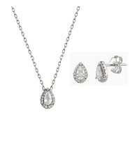 Afrodit Silver Damla Taşlı Kolye Küpe İkili Gümüş Takı Seti