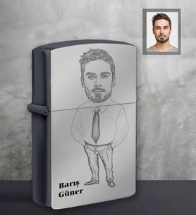Kişiye Özel Öğretmen Karikatürlü Siyah Benzinli Çakmak Bay-13