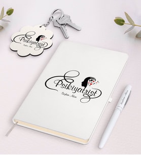 BK Gift Kişiye Özel Psikiyatrist Beyaz Defter Kalem ve Anahtarlık Hediye Seti-1 (Model 1)