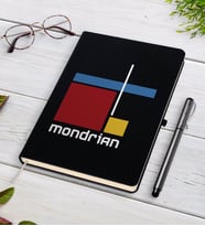 BK Gift Kişiye Özel Mondrian Tasarımlı Siyah Defter ve Kalem Hediye Seti