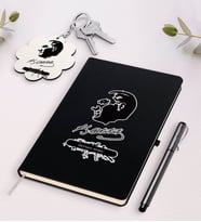 BK Gift Kişiye Özel Atatürk Temalı Siyah Defter Kalem Ve Anahtarlık Hediye Seti-4 (Model 1)