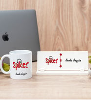Spiker Beyaz Kupa Bardak Ve Masa İsimliği Hediye Seti