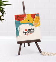 BK Gift Kişiye Özel En İyi Öğretmen Şovaleli Doğal Taş-5 (Beyaz)