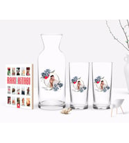 BK Gift Kişiye Özel Renkli Baskılı İsimli Fotoğraflı İkili Rakı Bardağı Karaf ve Cep Kitabı Hediye Seti-34 (Model 1)
