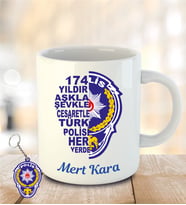 İsme ve Polis Haftasına Özel Kupa Bardak Anahtarlık Hediye