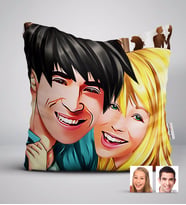 BK Gift Kişiye Özel Sevgililer Karikatürlü Beyaz Yastık-34