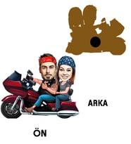 Kişiye Özel Motorcu Sevgili Karikatürlü Ahşap Magnet Model 2