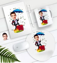 BK Gift Kişiye Özel Bay Broker Karikatürlü Defter Kalem Kupa Mouse Pad Seti (Model 1)