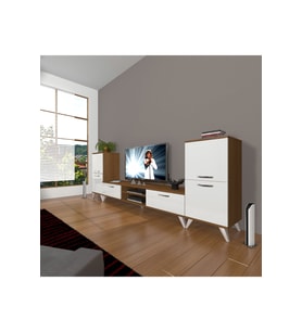 Decoraktiv Eko On2 Slm Dvd Retro Tv Ünitesi Tv Sehpası (Beyaz - Kahverengi)