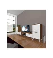Decoraktiv Eko On2 Slm Dvd Retro Tv Ünitesi Tv Sehpası (Beyaz - Kahverengi)
