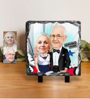 BK Gift Kişiye Özel Dede Ve Büyükanne Karikatürlü Dekoratif Doğal Taş