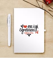 BK Gift Kişiye Özel En İyi Öğretmen Beyaz Defter ve Kalem Hediye Seti-6