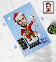 Kişiye Özel Yılbaşı Erkek Karikatürlü A4 99 Parça Puzzle Model-5