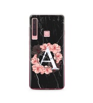 Mermer Çiçekli Harf Tasarım Süper Şeffaf Silikon Telefon Kılıfı Samsung A9 (2018