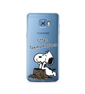 Snoopy Tasarımlı Süper Şeffaf Silikon Telefon Kılıfı Samsung C5 Pro  