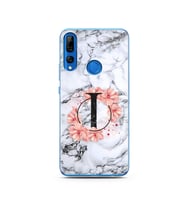 Mermer Çiçekli Harf Tasarım Süper Şeffaf Silikon Telefon Kılıfı Huawei Y9 Prime 