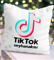 BK Gift Kişiye Özel TikTok Yastık - 2 (Beyaz)