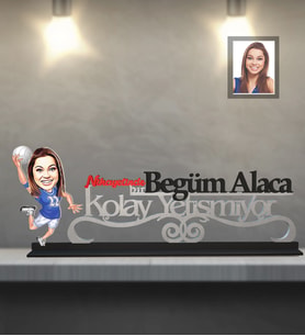 Kişiye Özel Sporcu Karikatürlü Kolay Yetişmiyor Ahşap Biblo Bayan-2