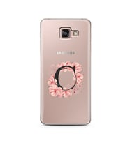 Pembe Çiçekli Harf Tasarım Süper Şeffaf Silikon Telefon Kılıfı Samsung A7 (2016)