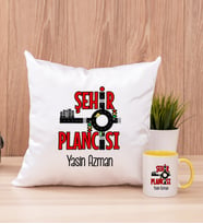 Şehir Plancısı Kare Yastık ve Sarı Kupa Bardak