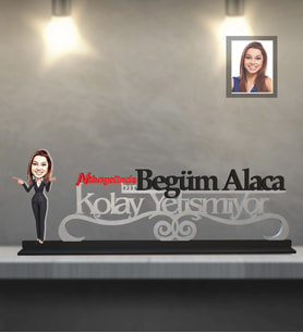 Kişiye Özel Öğretmen Karikatürlü Kolay Yetişmiyor Ahşap Biblo  Bayan-1