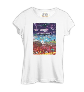 Minecraft - World Beyaz Kadın Tshirt