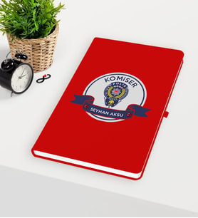 BK Gift Kişiye Özel Komiser Temalı Kırmızı Defter - 1