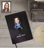 Kişiye Özel Öğretmen Karikatürlü Siyah Defter Bayan-11