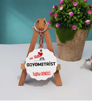 Mesajlı Odyometrist Tasarımlı Kişiye Özel Odyometrist Ahşap Anahtarlık