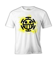 One Piece - Trafalgar Law Logo Beyaz Erkek Tshirt