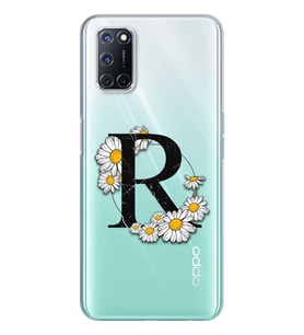 Papatya Harf Tasarım Süper Şeffaf Silikon Telefon Kılıfı Oppo A52-A72 R-Harfi