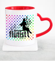 BK Gift Kişiye Özel Mesleki Flütist Kırmızı Kalpli Kupa Bardak  2