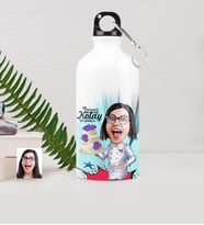BK Gift Kişiye Özel Bayan Chef Karikatürlü Metal Suluk 500 Ml 2