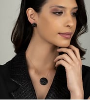 Gümüş Zirkon Taşlı Madalyon Tasarım Set (Rose)