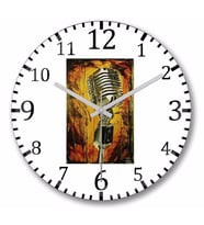 Your Voice Mikrofon  Duvar Saati Bombeli Gercek Cam