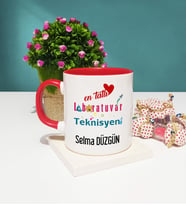 Mesajlı Laboratuvar Teknisyeni Tasarımlı Kişiye Özel Laboratuvar Teknisyeni Kupa Bardak Kırmızı