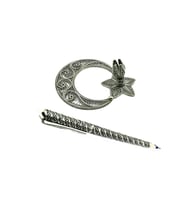 Gümüş Kalem Ayyıldızlı Hediyelik Masalık Telkari Gümüş Kalemlik TH-46