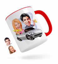 BK Gift Kişiye Özel Sevgililer Karikatürlü Kırmızı Kupa Bardak-53