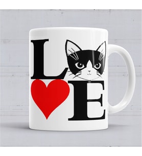 I Lowe Kedi Seni Seviyorum Kedi Kupa Bardak Porselen