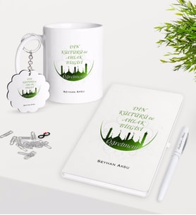 BK Gift Kişiye Özel Din Kültürü Ve Ahlak Bilgisi Öğretmeni Kupa Anahtarlık Beyaz Defter Kalem Hediye Seti-1 (Model 1)