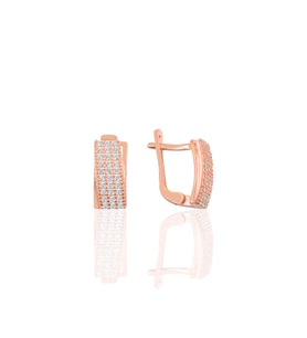 Söğütlü Silver Gümüş zirkon taşlı j modeli küpe SGTL10065ROSE