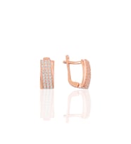 Söğütlü Silver Gümüş zirkon taşlı j modeli küpe SGTL10065ROSE