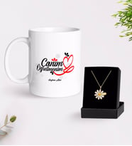 BK Gift Kişiye Özel Canım Öğretmenim Beyaz Kupa ve Papatya Kolye Hediye Seti-1 (Model 1)
