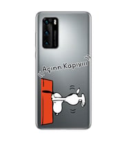 Snoopy Tasarımlı Süper Şeffaf Silikon Telefon Kılıfı Huawei P40 Pro
